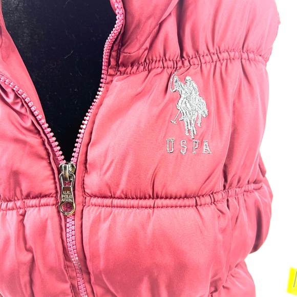 US Polo Ralph Laurent Burgundy Puffer Vest XL for Kids - Picture 4 of 15